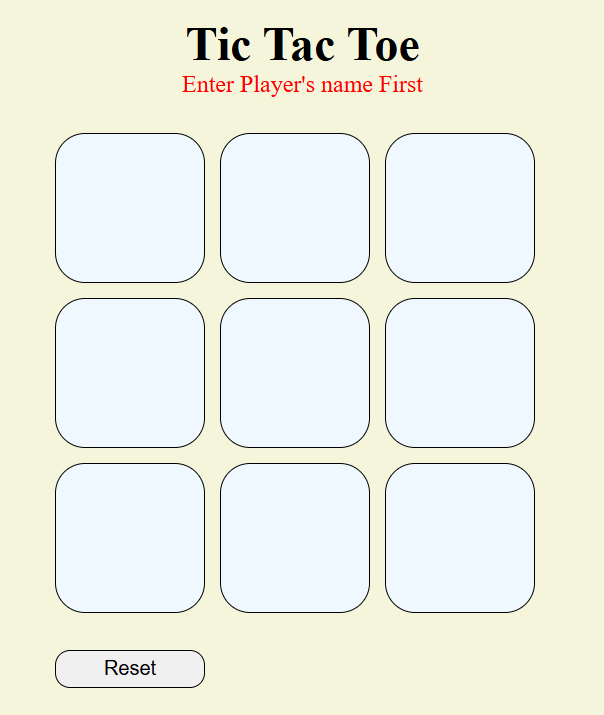 Tic Tac Toe project screenshot